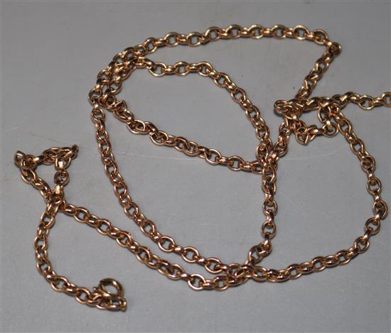 An unmarked gold oval link chain, 24in.